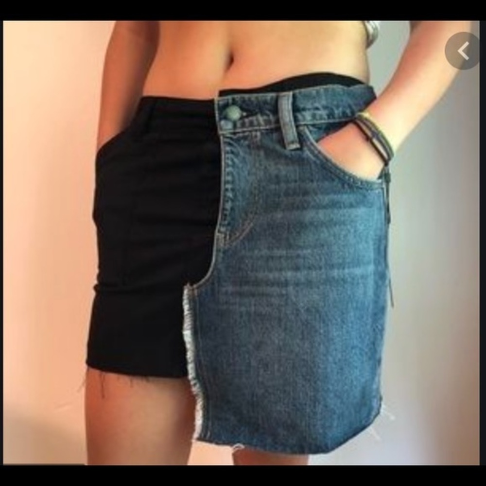 Women's‎ NWT Hudson Asymmetrical Jean Mini Skirt Black Blue Size 28